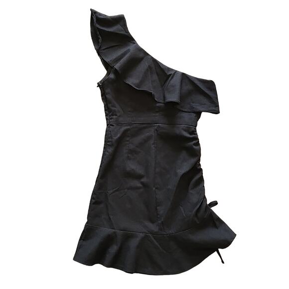PRINCESS POLLY Off Shoulder Black Ruffled Mini Dress Size 6 - Picture 8 of 11